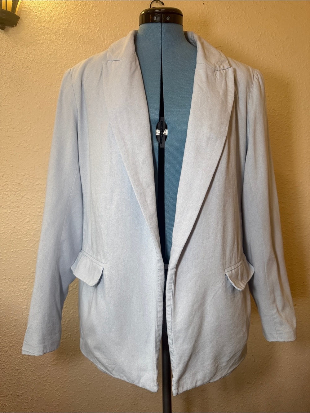 Suzy Shier Light Blue Women's Blazer Jacket - Open Front